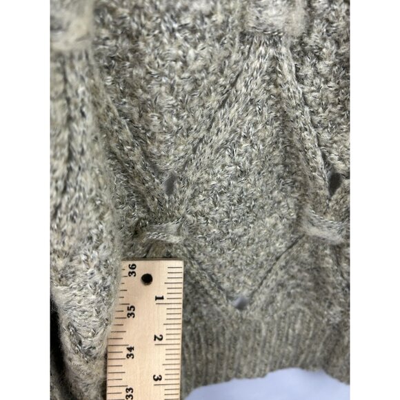 POL Cardigan Sweater M Beige Faux Suede Cable Hood Duster Long Boho Western` - Picture 6 of 16